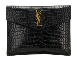 Saint Laurent Envelope Pouch, Leather, Black, 565734, DB/B, 3*